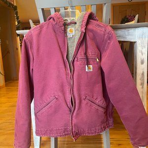 Carhartt Coat Pink Hooded Sherpa Lined